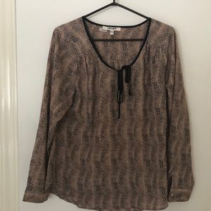 Daniel Rainn Tie Front Long Sleeve Print Blouse